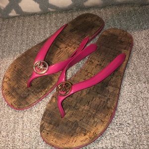 Michael Kors cork bottom flip flops